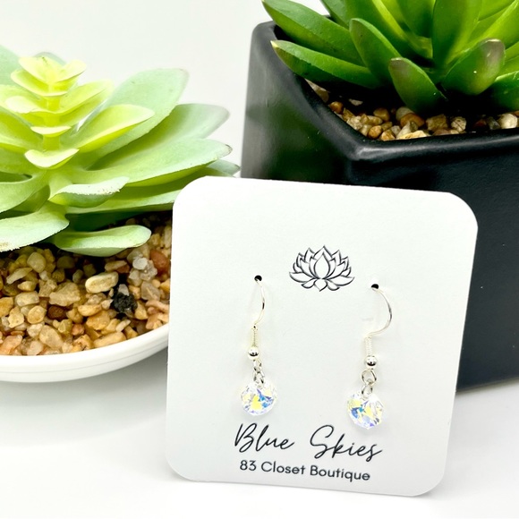 Clear AB Swarovski Crystal Silver Earrings - Picture 5 of 6